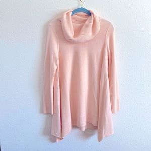 Blush pink cowl neck spring sweater
